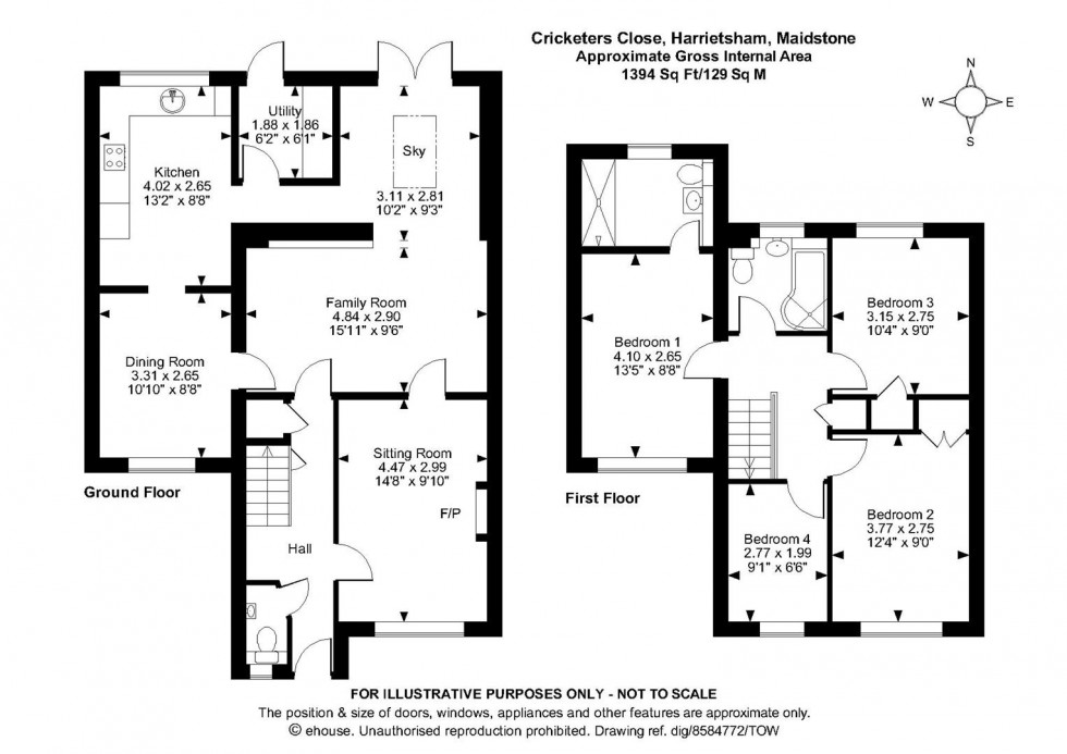 Floorplan for Cricketers Close, Harrietsham, Maidstone