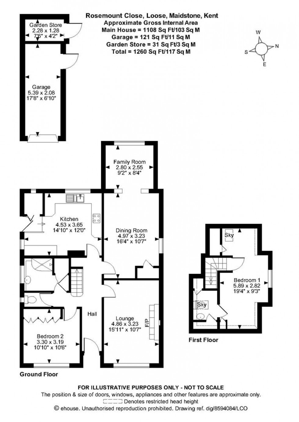 Floorplan for Rosemount Close, Loose