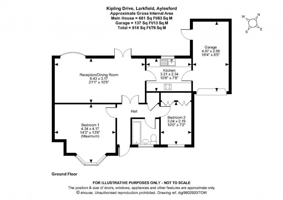 Floorplan for Kipling Drive, Larkfield, Aylesford