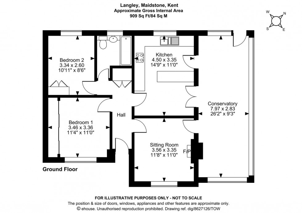 Floorplan for Dickens Close, Langley, Maidstone