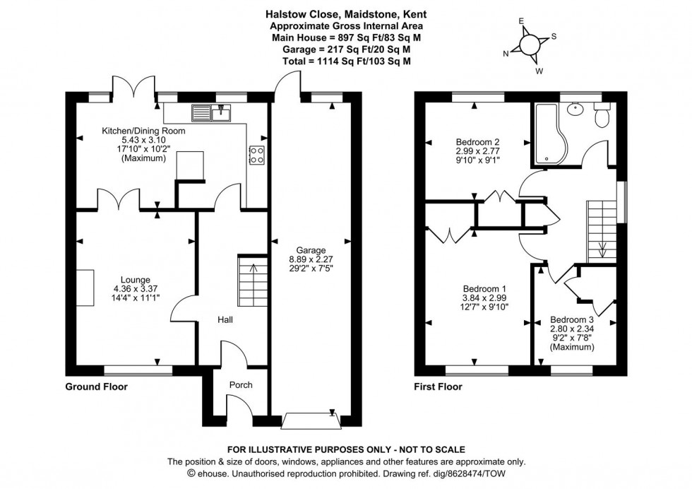 Floorplan for Halstow Close, Loose, Maidstone, Kent, ME15 9XA