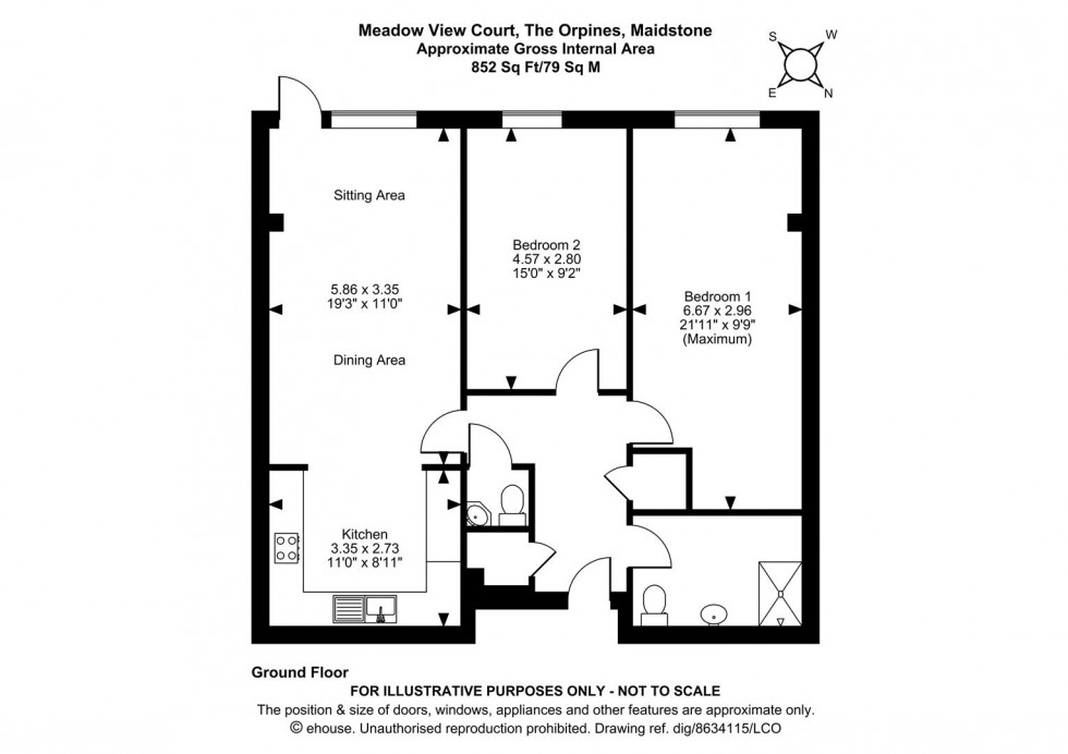 Floorplan for Meadow View Court, The Orpines, Wateringbury, Maidstone