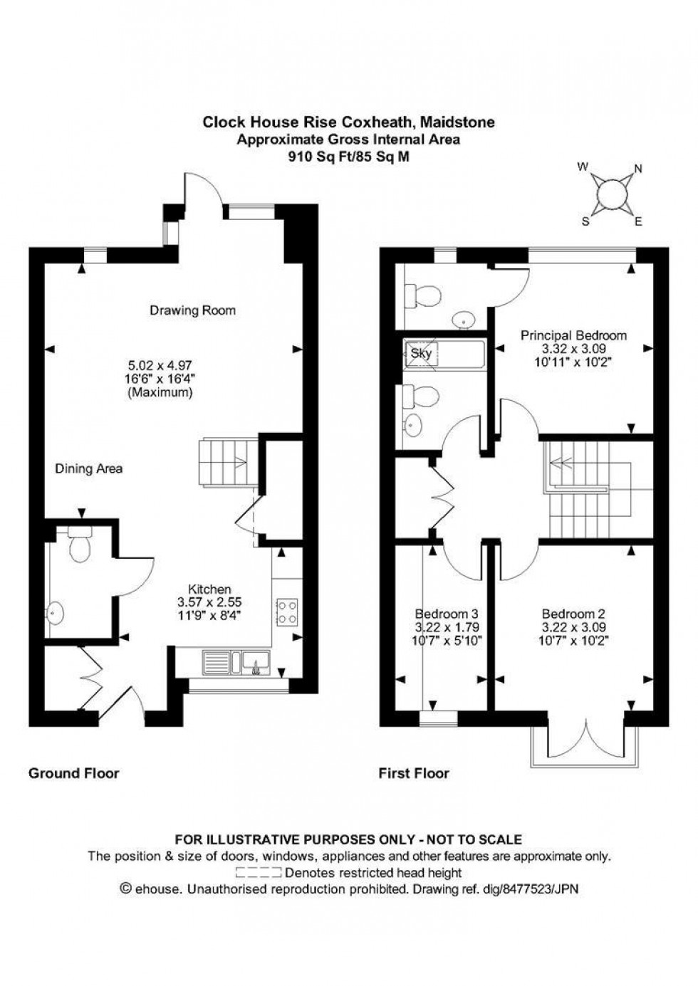 Floorplan for Clock House Rise, Coxheath, Maidstone