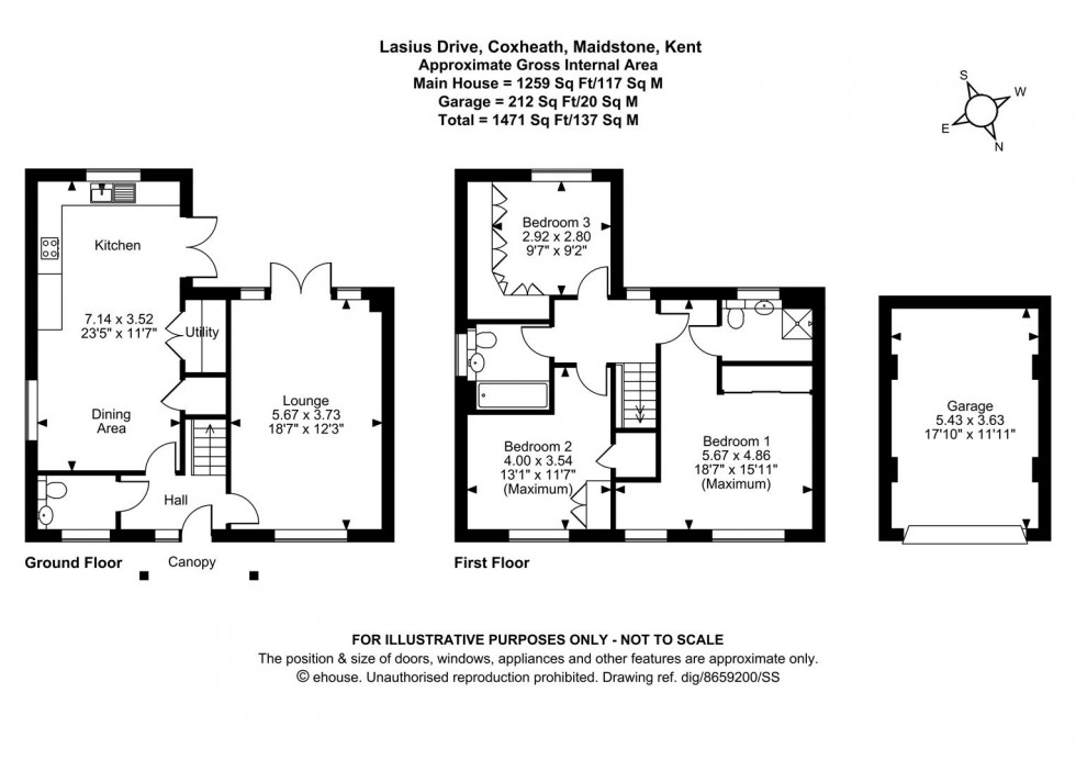 Floorplan for Lasius Drive, Coxheath, Maidstone