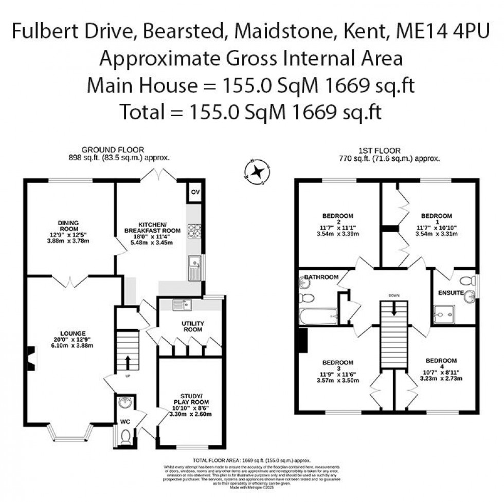Floorplan for Fulbert Drive, Bearsted, Maidstone