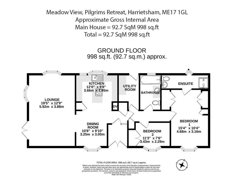 Floorplan for Meadow View, Pilgrims Retreat, Harrietsham