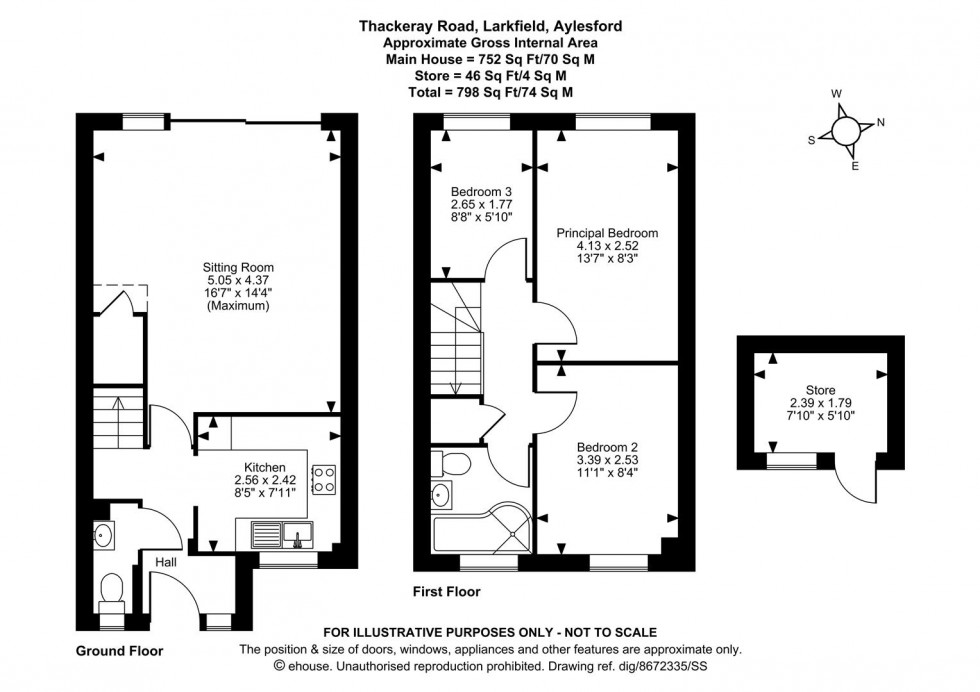 Floorplan for Thackeray Road, Larkfield, Aylesford