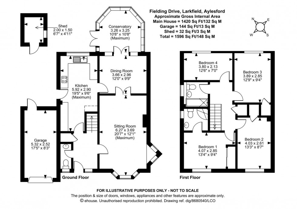 Floorplan for Fielding Drive, Larkfield, Aylesford