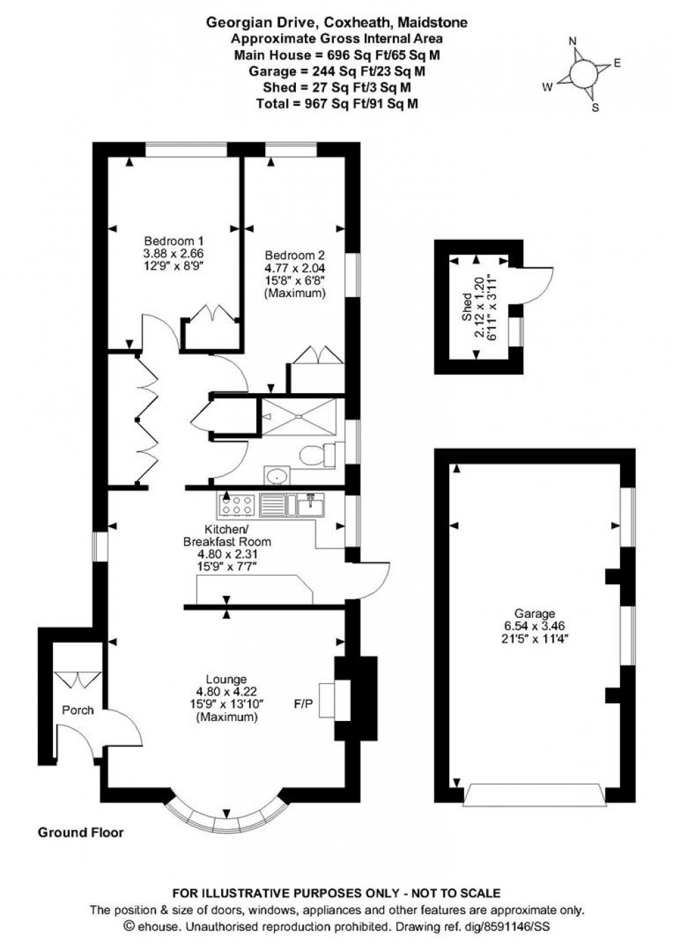 Floorplan for Georgian Drive, Coxheath, Maidstone