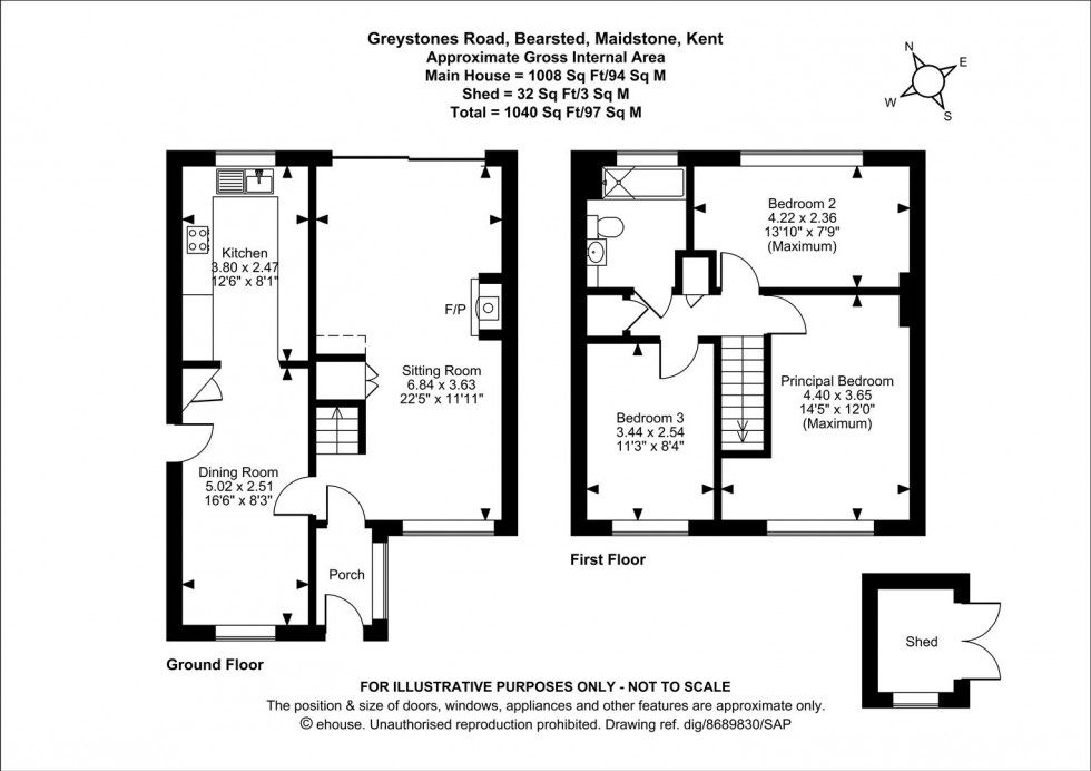 Floorplan for Greystones Road, Bearsted, Maidstone