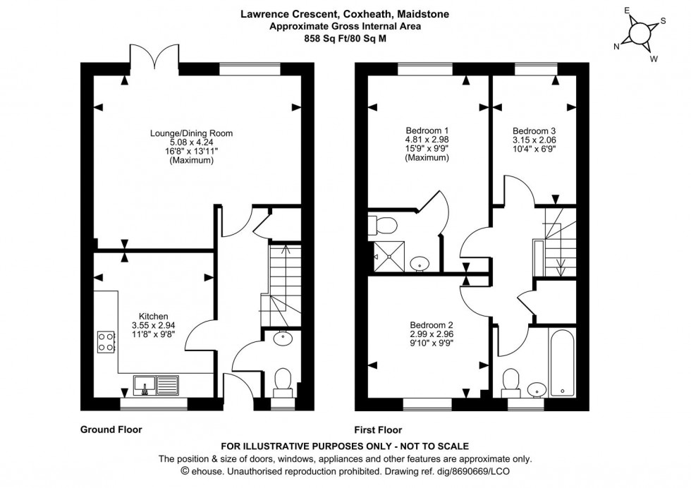 Floorplan for St Lawrence Crescent, Coxheath, Maidstone