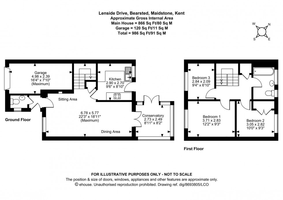 Floorplan for Lenside Drive, Bearsted, Maidstone