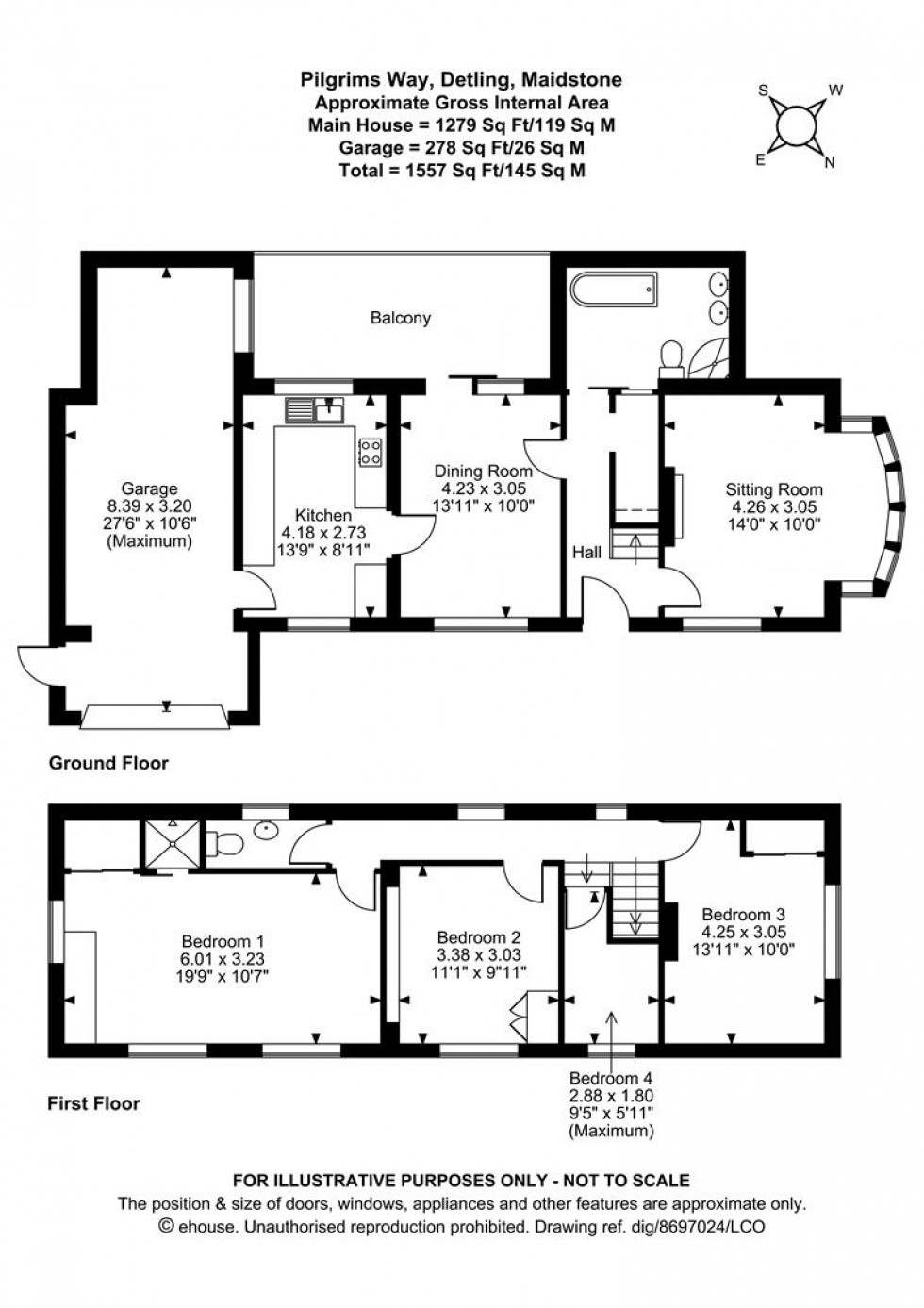 Floorplan for Pilgrims Way, Detling, Maidstone