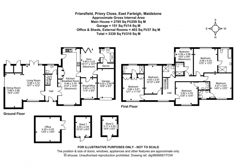 Floorplan for Priory Close, East Farleigh, Maidstone