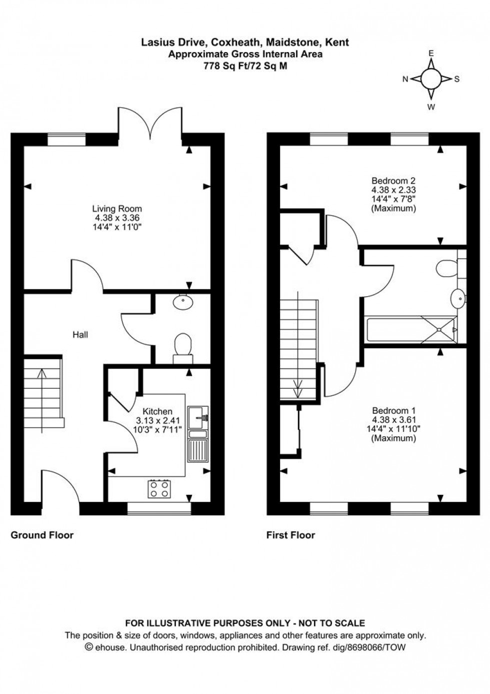 Floorplan for Lasius Drive, Coxheath, Maidstone